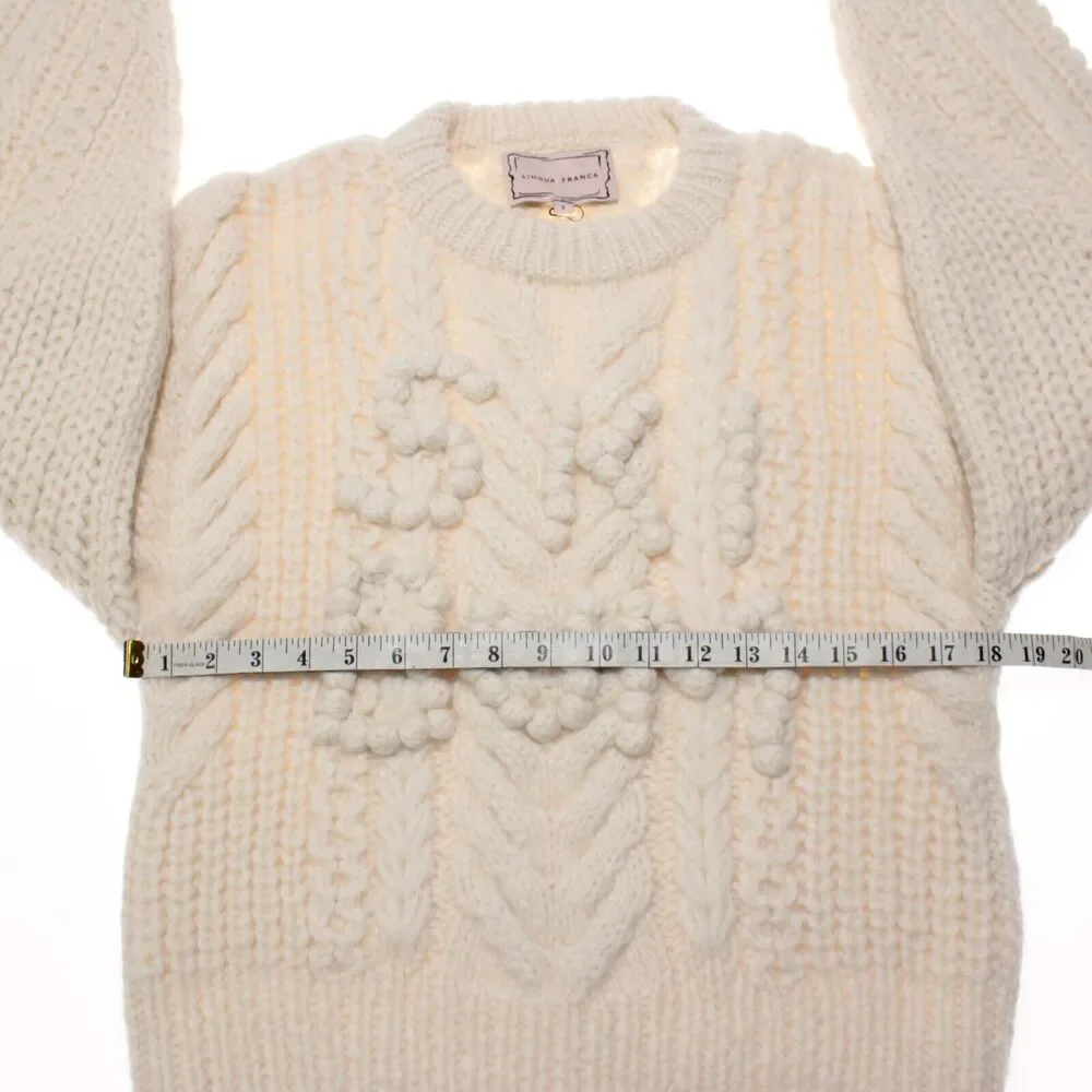Lingua Franca NWOT Ski Bum Knit Sweater Size Small in Ivory Alpaca/Wool Blend - Picture 4 of 7